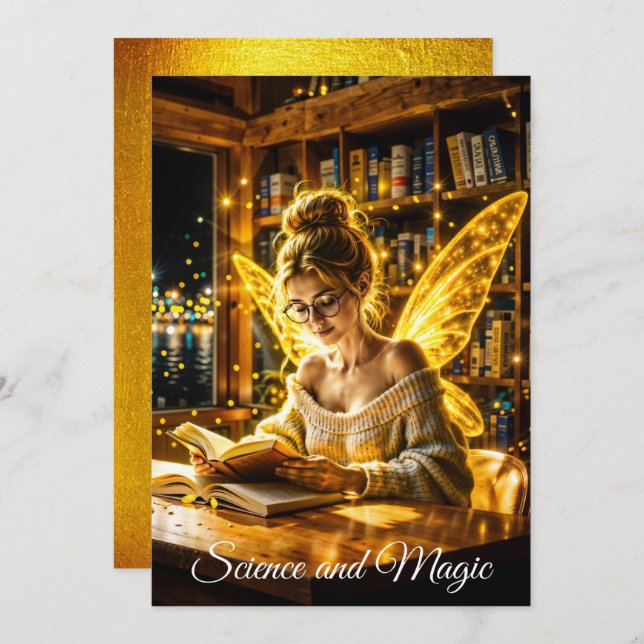 Convites Óculos e livros da fada de sonho (Frente/Verso)