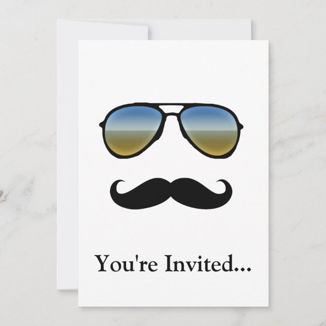 Convites Óculos escuros engraçados com bigode (Frente)