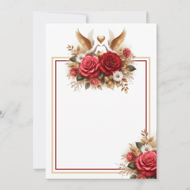 Convites Óculos, Rosas e margaridas lindos (Frente)