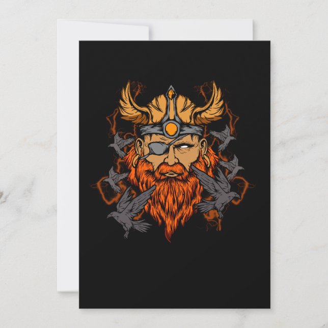 Convites Odin Norse Mythology Viking God & Ravens (Frente)