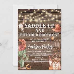 Convites Oeste Birthday Country Boots Festa de aniversário