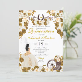 Convites Oeste Dourado Ivory Charro Cowgirl Quinceañera