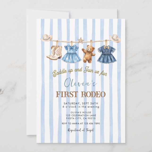Convites Oeste Selvagem Primeiro Rodeio Ocidental Aniversár (Frente)