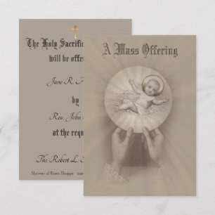 Convites Oferta de Missa Católica Memorial com Menino Jesus
