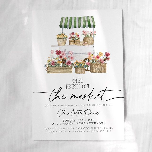 Convites Off the Market Bridal Shower Invitation farmer (Criador carregado)