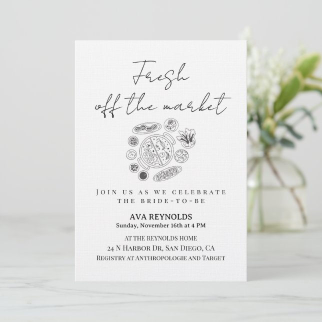 Convites Off The Market Bridal Shower Invitation Template (Em pé/Frente)