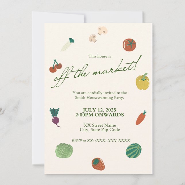 Convites Off the Market Housewarming Party Invitation (Frente)