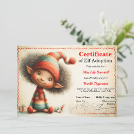 Convites Official North Pole Elf Adoption Certificate