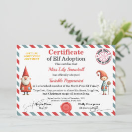 Convites Official North Pole Elf Adoption Certificate