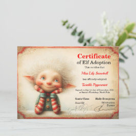 Convites Official North Pole Elf Adoption Certificate