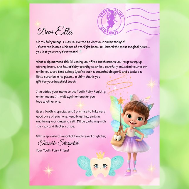 Convites Official Tooth Fairy Magical Letter Printable  (Tooth Fairy First Visit Letter – Printable Personalized PDF from Twinkle Starpetal

)