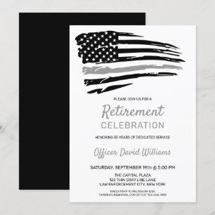 Convites Oficial Correcional Aposentado Linha Cinza Fina