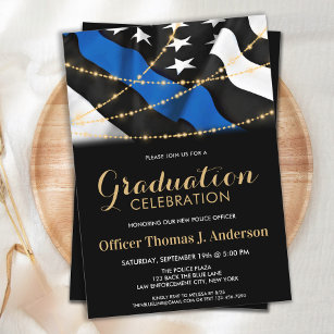 Convites Oficial da Polícia de Graduação de Linha Azul-Fino