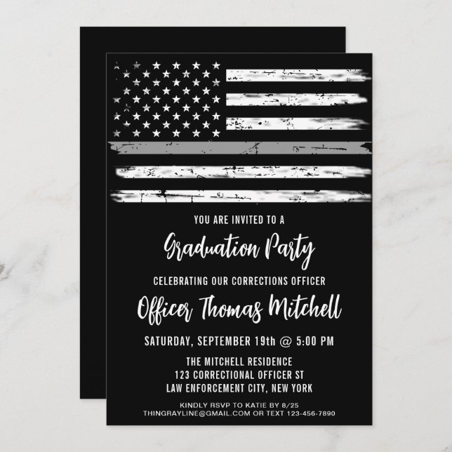 Convites Oficial de Correção - Graduação de Linha de Cinza  (Frente/Verso)