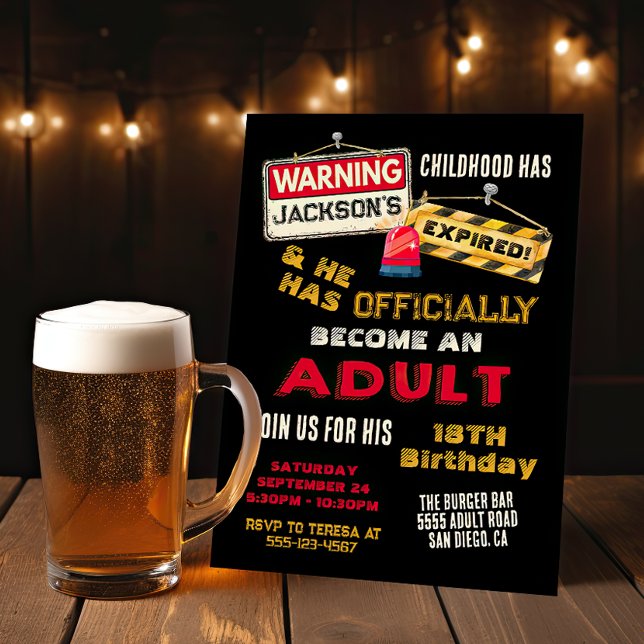Convites Oficialmente um Adulto Aconselhamento Virando 18 A (Criador carregado)
