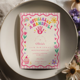Convites Oficialmente uma Pequena Rosa Quinta Aniversário