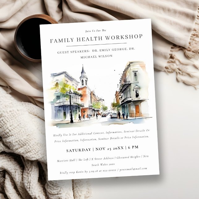 Convites Oficina de Aquarela de Nova Orleans Louisiana Semi (Criador carregado)