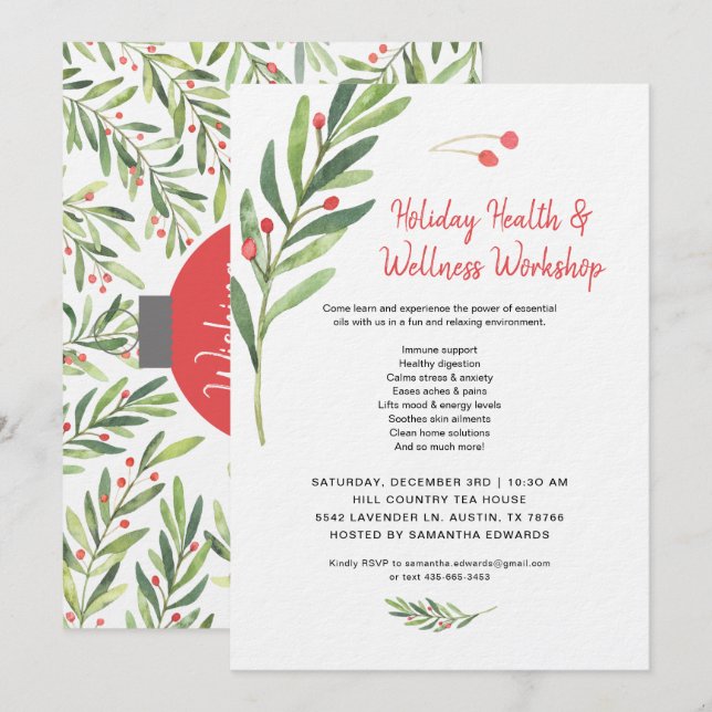 Convites Oficina de Óleos Essenciais de Natal (Frente/Verso)