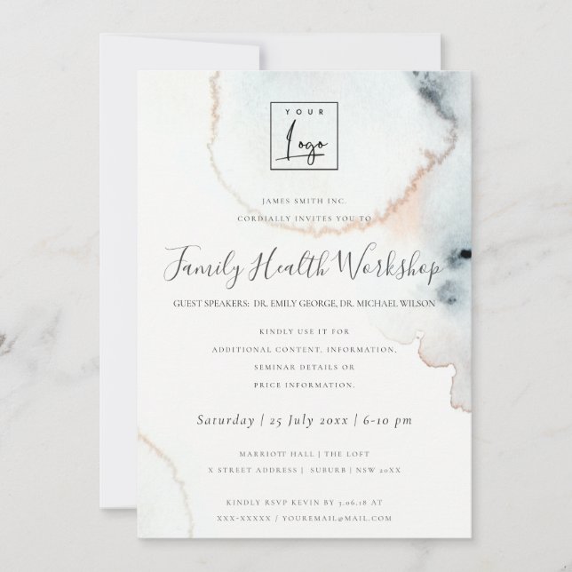 Convites OFICINA DE PINCELADA DE Aquarela AQUA GOLD (Frente)