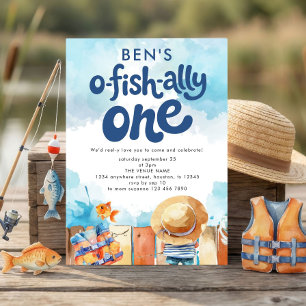 Convites Ofishally Um Menino Pescador 1º Aniversário