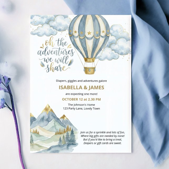 Convites Oh As Aventuras Que Vamos Compartilhar Baby Sprink (Adventure baby sprinkle invitation by Darling & May)