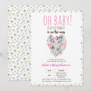 Convites Oh Baby A Little Peanut Boho Elephant Boho Flowers