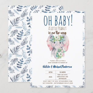 Convites Oh Baby A Little Peanut Elephant Boho Chic