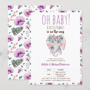Convites Oh Baby A Little Peanut Elephant Chá de fraldas B