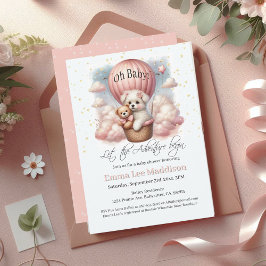 Convites Oh Baby Adventure Puppy no Balão de Ar Quente