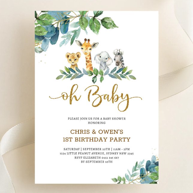 Convites Oh Baby Animais Florais Aniversário  (Criador carregado)