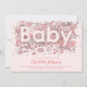 Convites Oh Baby Aquarela Rosa Chá de Bebê
