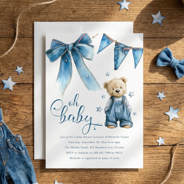 Convites Oh Baby | Blue Jean Baby Denim Baby Shower (Criador carregado)