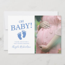 Oh Baby Blue Personalizado Foto Menino Chá de Bebê