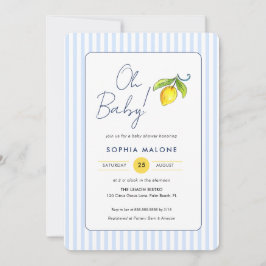 Convites Oh Baby Blue stripes Lemon Baby chá