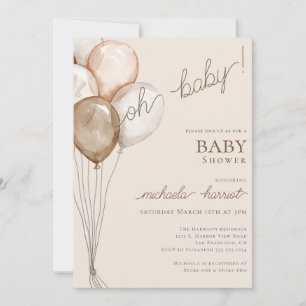 Convites Oh Baby Boho Balão Sexo Chá de fraldas Neutro