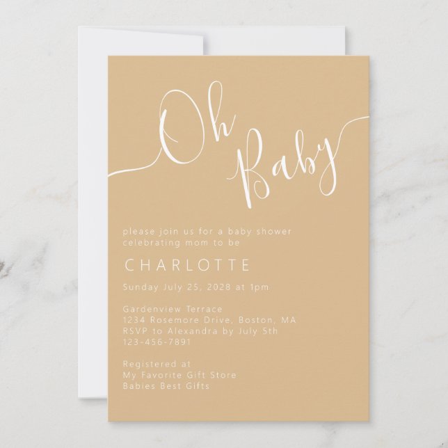 Convites Oh Baby Boho Beige Gênero Chá de fraldas neutro (Frente)