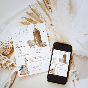 Convites Oh Baby Boho Moderno Gênero Chá de fraldas Neutro