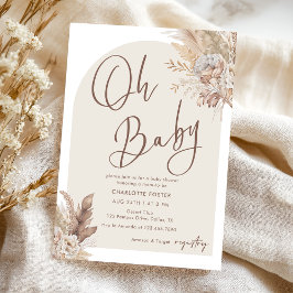 Convites Oh Baby Boho Pampas Grass Chá de fraldas Neutro