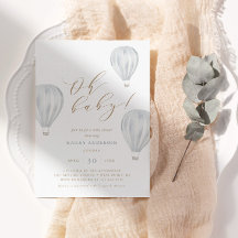 Oh Baby - Boy Chá de fraldas Hot Air Balloon