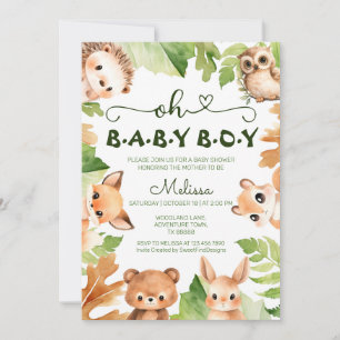 Convites Oh Baby Boy Watercolor Forest Baby Boy Chá