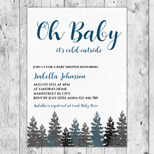 Convites Oh Baby Boy Winter Woodland Chá de fraldas