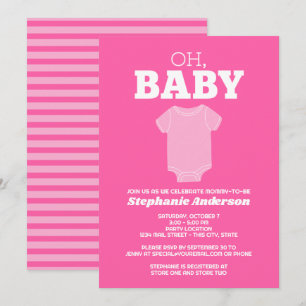 Convites Oh Baby - Camiseta Caprichosa Rosa Pastel Chás de