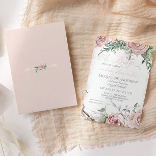 Convites Oh Baby Chá de Bebê Menina BOHO Coroa de Flores Aq