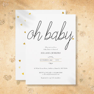 Convites Oh Baby Chic Script Ouro Amor Coração Chuveiro de