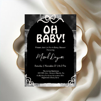 Convites Oh Baby! Chuveiro de Bebê Preto Moderno