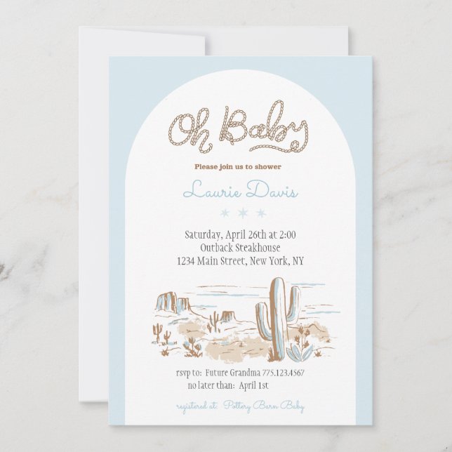 Convites Oh Baby Cowboy Shower Invitation (Frente)