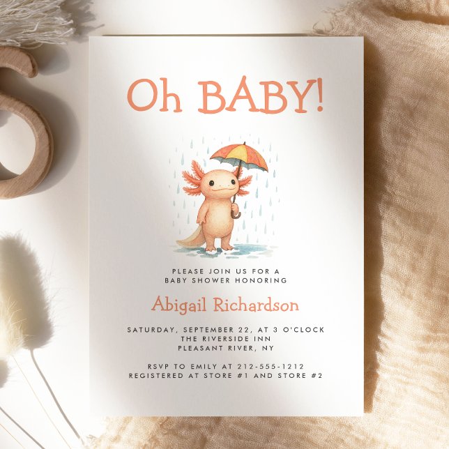 Convites Oh Baby Cute Axolotl Baby Shower (Criador carregado)