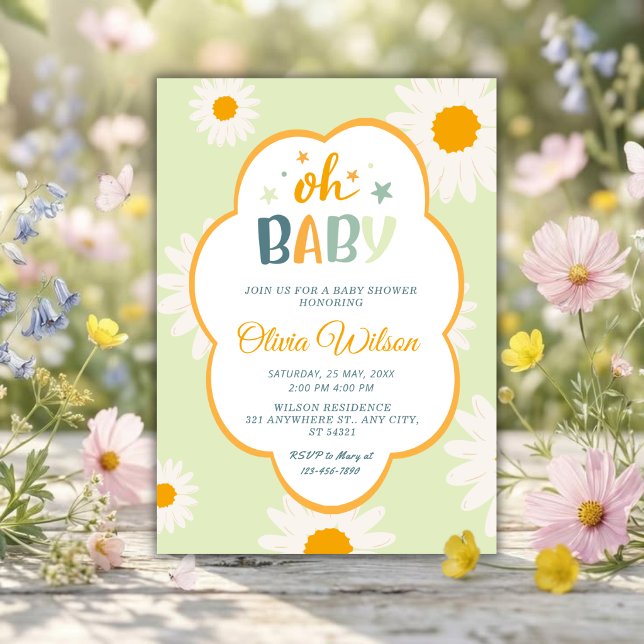Convites Oh Baby Daisy Baby Shower (Criador carregado)