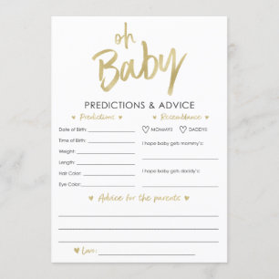 Convites Oh Baby Dourado Predictions and Advice Card