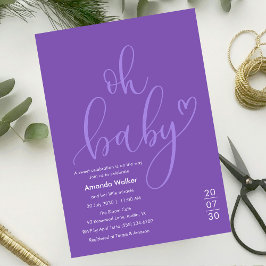 Convites Oh Baby! Elegant Purple Script Baby Shower